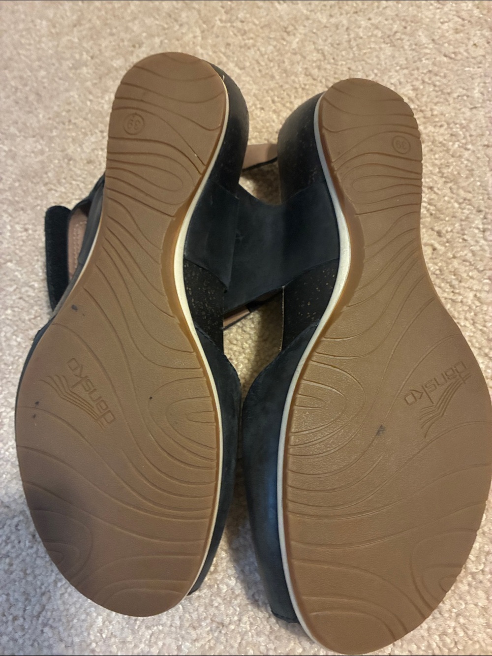 Dansko Black Leather Open-Toe Slingback Sandals - Picture 3 of 5